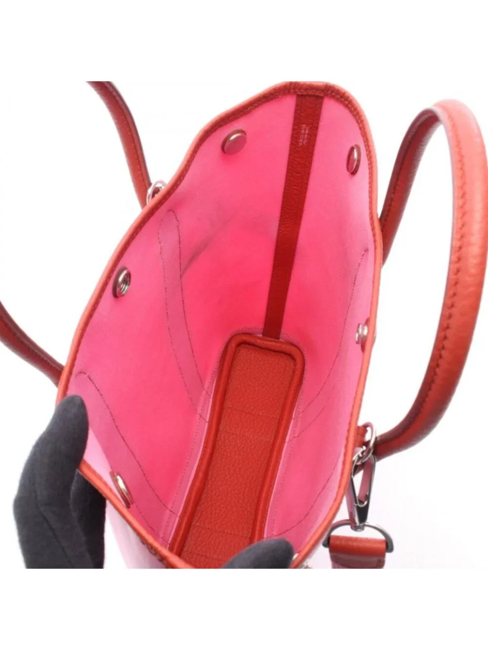 Hermes Tote Garden File PM 2-Way Pink Rouge Ducese Canvas PM